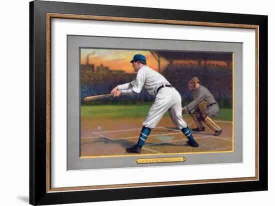 Brooklyn, NY, Brooklyn Superbas, Ed Lennox, Baseball Card-Lantern Press-Framed Premium Giclee Print