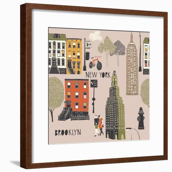 Brooklyn Seamless Pattern-Lavandaart-Framed Premium Giclee Print