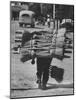 Broom Peddler Going Door to Door-Cornell Capa-Mounted Photographic Print