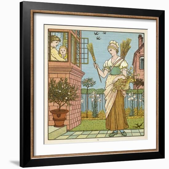 Brooms to Sell 1877-Walter Crane-Framed Art Print