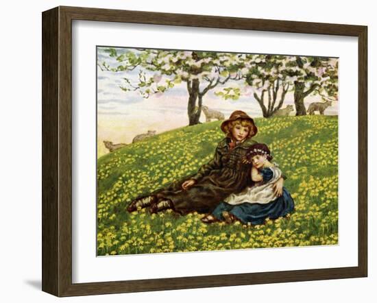 Brother and sister' by Kate Greenaway-Kate Greenaway-Framed Giclee Print