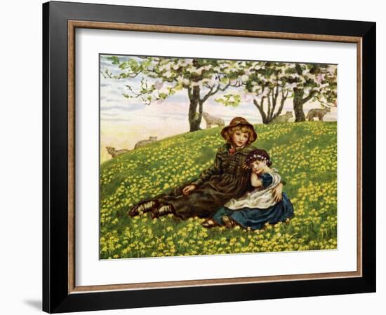 Brother and sister' by Kate Greenaway-Kate Greenaway-Framed Giclee Print