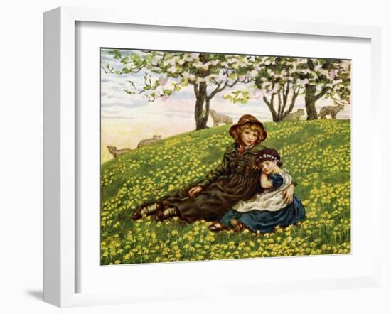 Brother and sister' by Kate Greenaway-Kate Greenaway-Framed Giclee Print