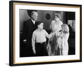 Brother and Sister Fighting in Front of their Parents-null-Framed Photo