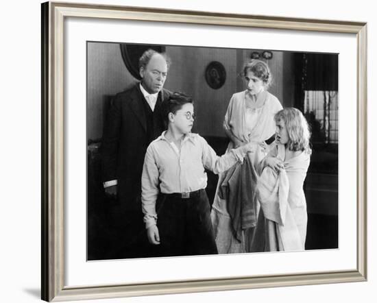 Brother and Sister Fighting in Front of their Parents-null-Framed Photo