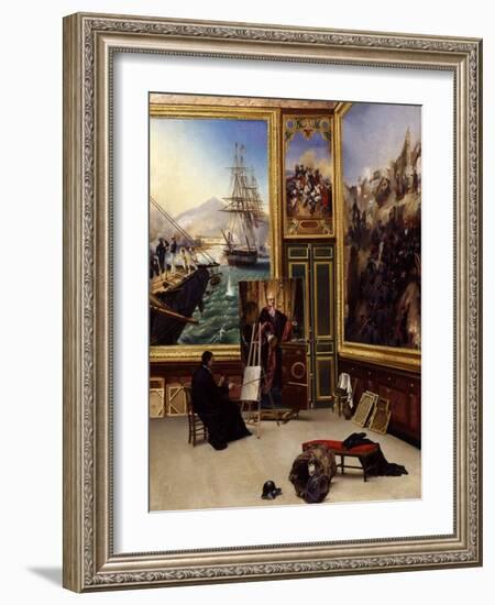 Brother Philippe Copying the Portrait of the Marquis De Fontanes in the Versailles Museum-Horace Vernet-Framed Giclee Print