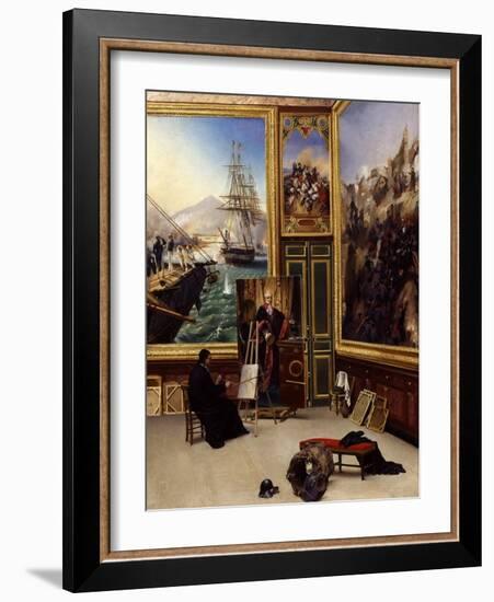 Brother Philippe Copying the Portrait of the Marquis De Fontanes in the Versailles Museum-Horace Vernet-Framed Giclee Print