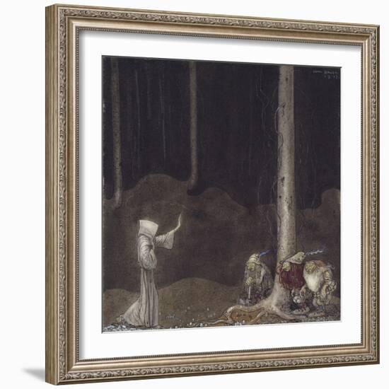 Brother St. Martin and the Three Trolls, 1913-John Bauer-Framed Giclee Print