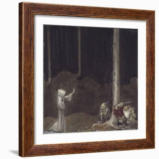 Brother St. Martin and the Three Trolls, 1913-John Bauer-Framed Giclee Print