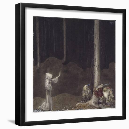 Brother St. Martin and the Three Trolls, 1913-John Bauer-Framed Giclee Print