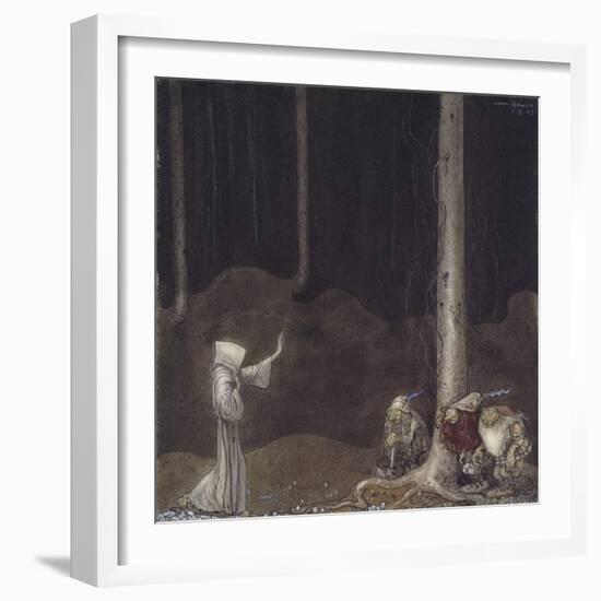 Brother St. Martin and the Three Trolls, 1913-John Bauer-Framed Giclee Print