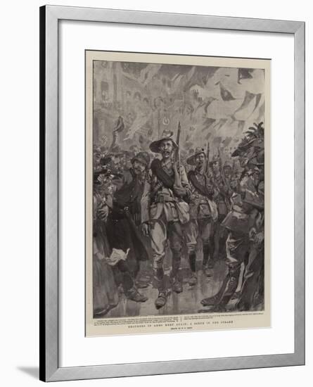 Brothers in Arms Meet Again, a Scene in the Strand-William T. Maud-Framed Giclee Print