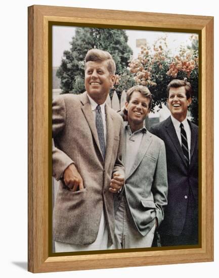 Brothers, John F. Kennedy, Robert Kennedy, and Ted Kennedy, Right, in Hyannis Port, Massachusetts-null-Framed Premier Image Canvas