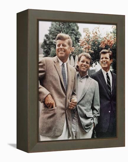 Brothers, John F. Kennedy, Robert Kennedy, and Ted Kennedy, Right, in Hyannis Port, Massachusetts-null-Framed Premier Image Canvas