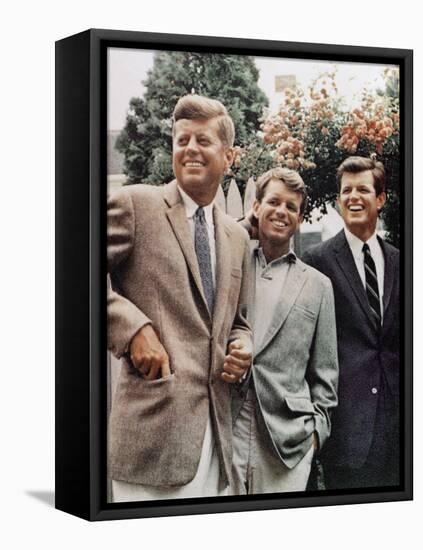 Brothers, John F. Kennedy, Robert Kennedy, and Ted Kennedy, Right, in Hyannis Port, Massachusetts-null-Framed Premier Image Canvas