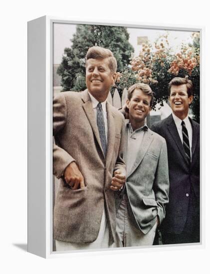 Brothers, John F. Kennedy, Robert Kennedy, and Ted Kennedy, Right, in Hyannis Port, Massachusetts-null-Framed Premier Image Canvas