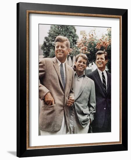 Brothers, John F. Kennedy, Robert Kennedy, and Ted Kennedy, Right, in Hyannis Port, Massachusetts-null-Framed Photographic Print