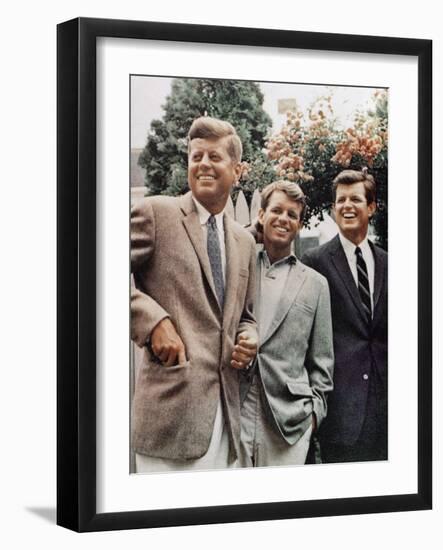 Brothers, John F. Kennedy, Robert Kennedy, and Ted Kennedy, Right, in Hyannis Port, Massachusetts--Framed Photographic Print