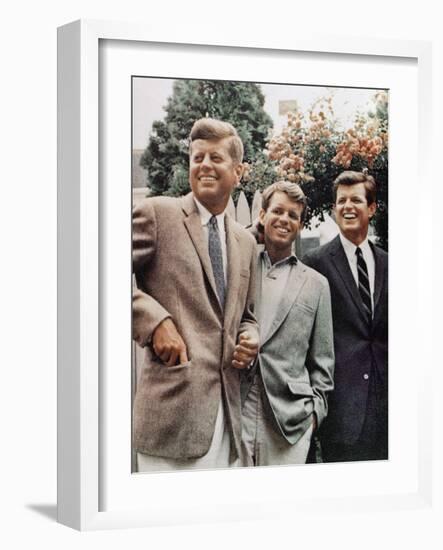 Brothers, John F. Kennedy, Robert Kennedy, and Ted Kennedy, Right, in Hyannis Port, Massachusetts-null-Framed Photographic Print