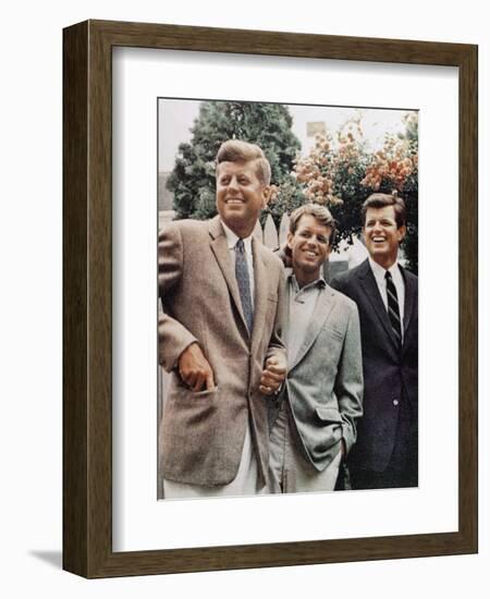 Brothers, John F. Kennedy, Robert Kennedy, and Ted Kennedy, Right, in Hyannis Port, Massachusetts--Framed Photographic Print