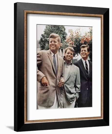 Brothers, John F. Kennedy, Robert Kennedy, and Ted Kennedy, Right, in Hyannis Port, Massachusetts-null-Framed Photographic Print