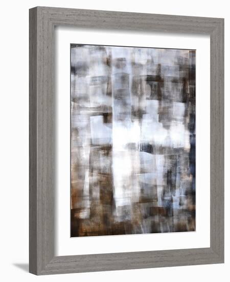 Brown and White Abstract Art Painting-T30Gallery-Framed Art Print