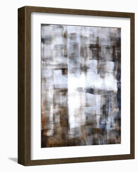 Brown and White Abstract Art Painting-T30Gallery-Framed Art Print