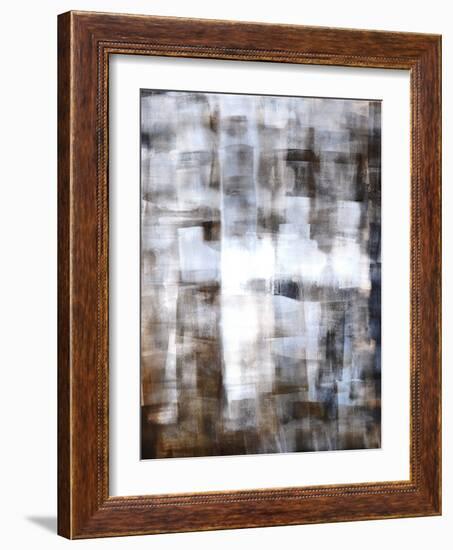 Brown and White Abstract Art Painting-T30Gallery-Framed Art Print