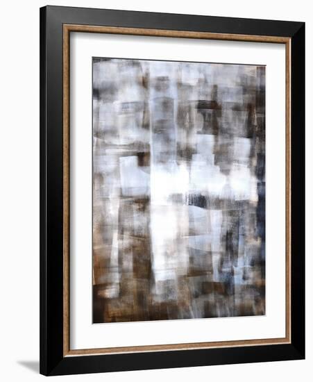 Brown and White Abstract Art Painting-T30Gallery-Framed Art Print