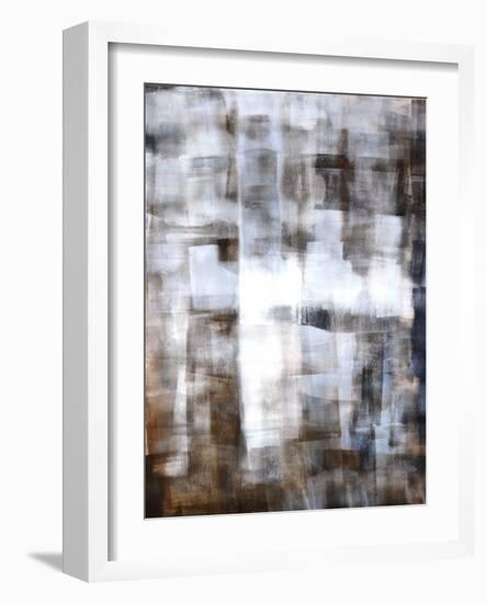 Brown and White Abstract Art Painting-T30Gallery-Framed Art Print