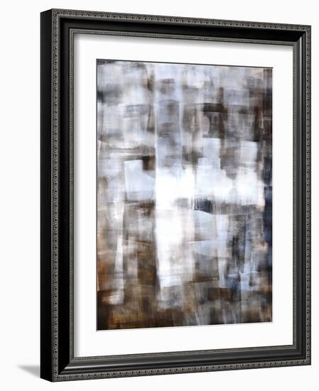 Brown and White Abstract Art Painting-T30Gallery-Framed Art Print