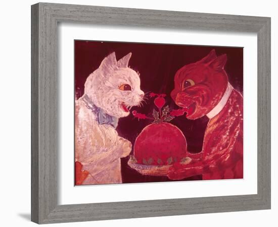 Brown and White Cats with Plum Pudding, C.1928-Louis Wain-Framed Giclee Print