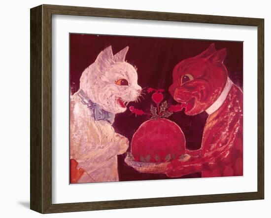 Brown and White Cats with Plum Pudding, C.1928-Louis Wain-Framed Giclee Print