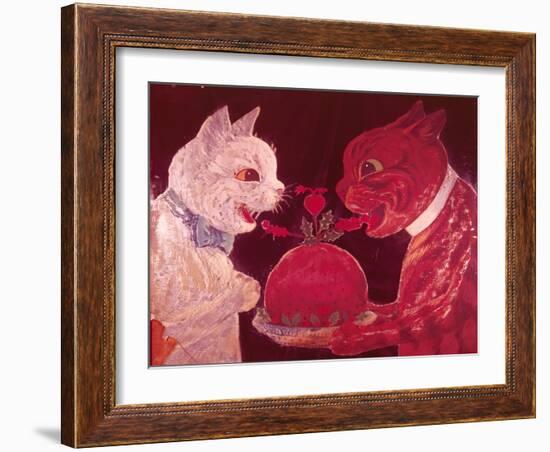 Brown and White Cats with Plum Pudding, C.1928-Louis Wain-Framed Giclee Print