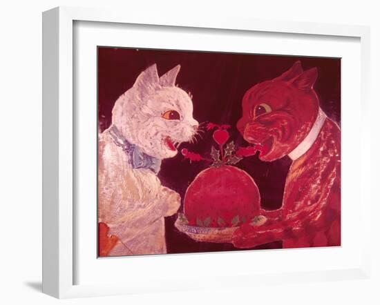 Brown and White Cats with Plum Pudding, C.1928-Louis Wain-Framed Giclee Print