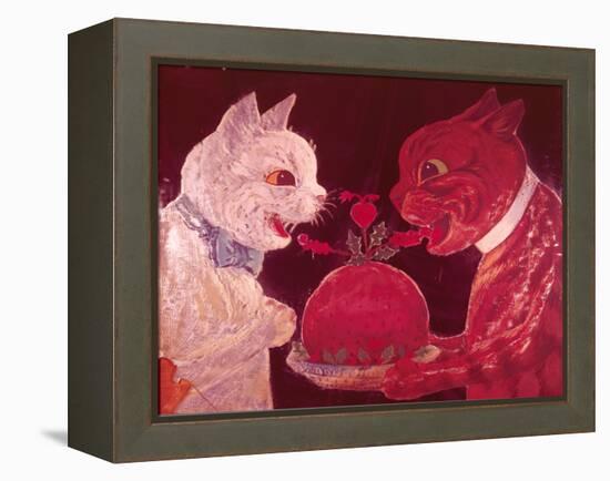 Brown and White Cats with Plum Pudding, C.1928-Louis Wain-Framed Premier Image Canvas