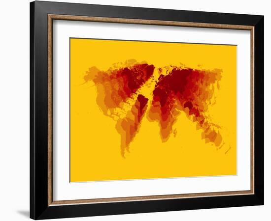 Brown and Yellow Radiant World Map-NaxArt-Framed Art Print