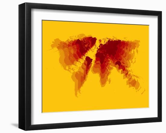 Brown and Yellow Radiant World Map-NaxArt-Framed Art Print