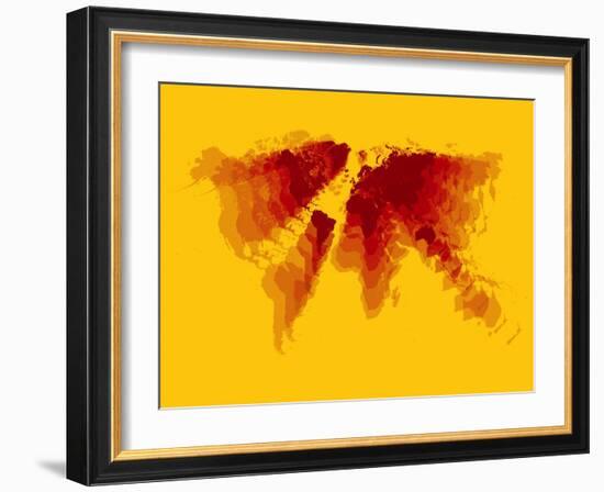 Brown and Yellow Radiant World Map-NaxArt-Framed Art Print