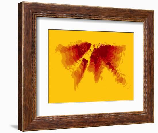 Brown and Yellow Radiant World Map-NaxArt-Framed Art Print