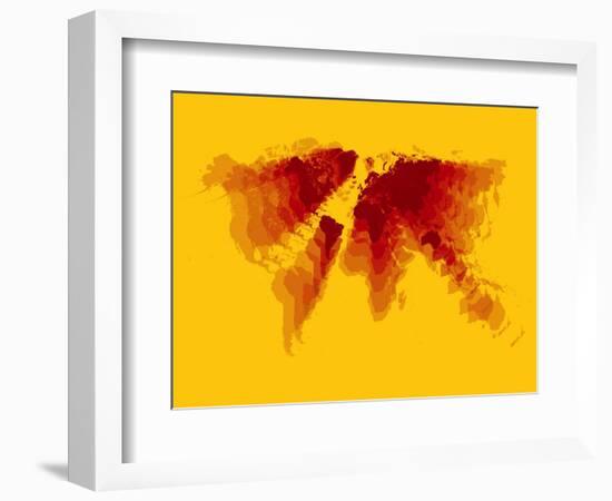 Brown and Yellow Radiant World Map-NaxArt-Framed Art Print