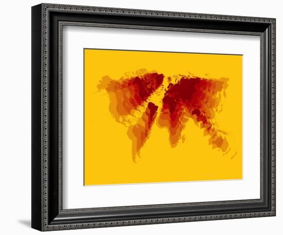 Brown and Yellow Radiant World Map-NaxArt-Framed Art Print