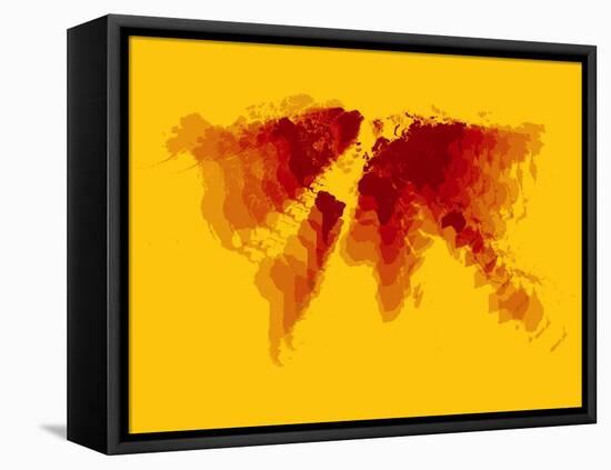 Brown and Yellow Radiant World Map-NaxArt-Framed Stretched Canvas