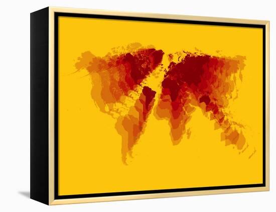 Brown and Yellow Radiant World Map-NaxArt-Framed Stretched Canvas