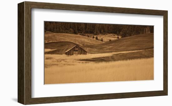 Brown Barn in the Blonde Gra-Don Schwartz-Framed Art Print