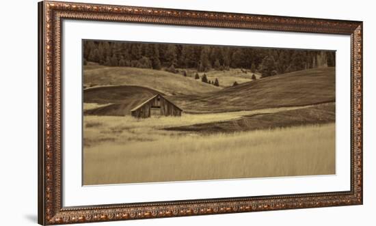 Brown Barn in the Blonde Gra-Don Schwartz-Framed Art Print