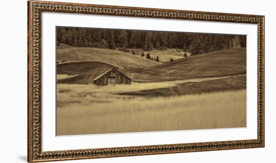 Brown Barn in the Blonde Gra-Don Schwartz-Framed Art Print