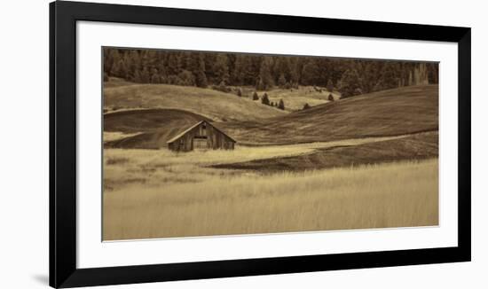 Brown Barn in the Blonde Gra-Don Schwartz-Framed Art Print