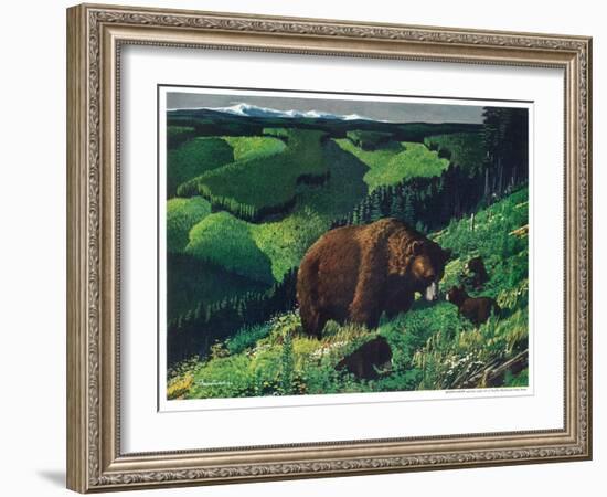 Brown Bear and Cubs-Fred Ludekens-Framed Giclee Print