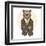 Brown Bear Dressed up in Office Suit-Olga_Angelloz-Framed Art Print